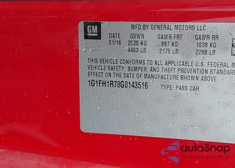 2016 Chevrolet Camaro 2Ss from USA, damaged, VIN 1G1FH1R78G0143516